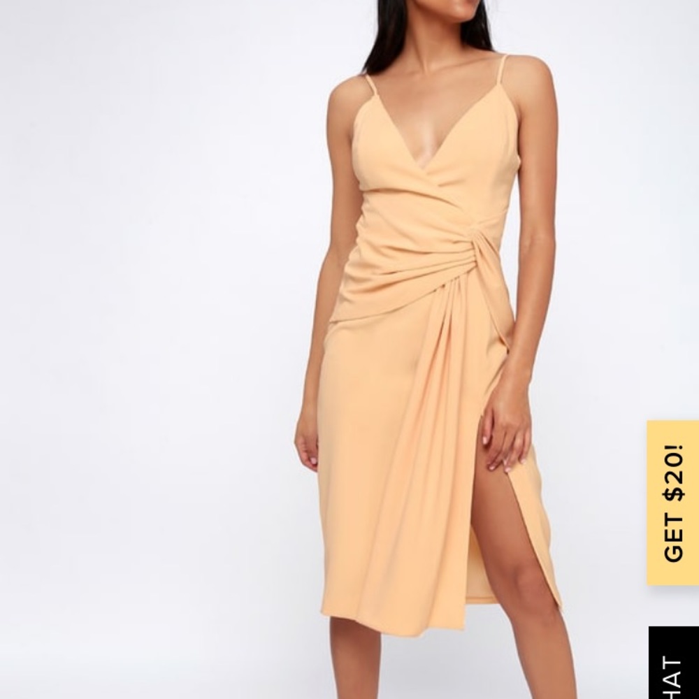NWT ENLIGHTEN BLUSH SLEEVELESS TIE-FRONT MIDI DRES